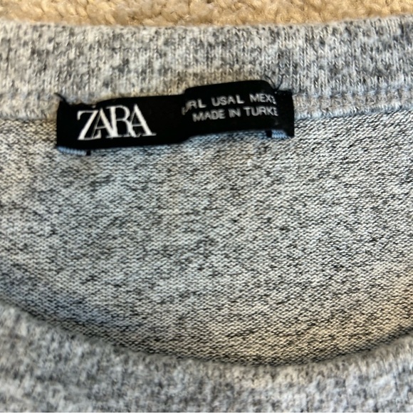 𝅺ZARA gray rhinestone Embellished long sleeve stretchy sweater Sz L - Picture 6 of 9